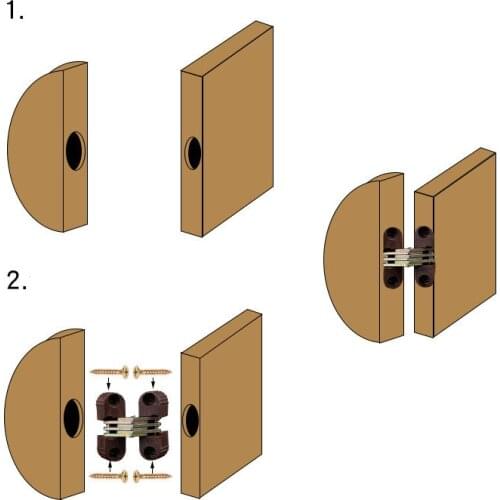 4pcs Hidden Folding Door Barrel Cross Hinge Plastic Invisible Concealed Hinges for Dining Table Connection Furniture Hardware