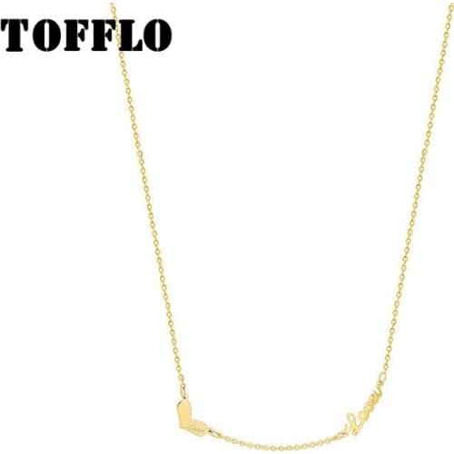 TOFFLO Stainless Steel Jewelry Love Heart Loveu Pendant Necklace Womens Sweet Clavicle Chain BSP799