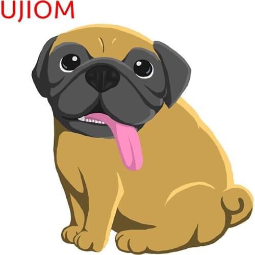UJIOM Black and Tan Pug Home Decoration Living Room Decor Wall Decal Waterproof Childrens Bedroom Decor Poster Wall Stickers