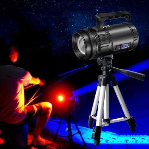 50W Outdoor Work Light with Bracket Fishing Flashlight Super Bright 4*T6 Source Focusing 16200 mAh Protable Zoom Lamp