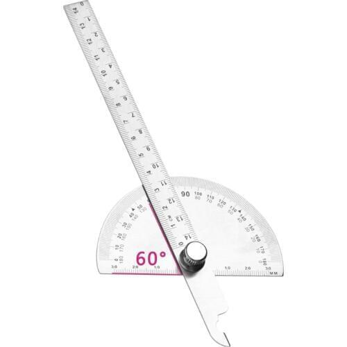 180 Angle Ruler Round Head Rotary Protractor Adjustable Universal Stainless Steel Measuring Tool