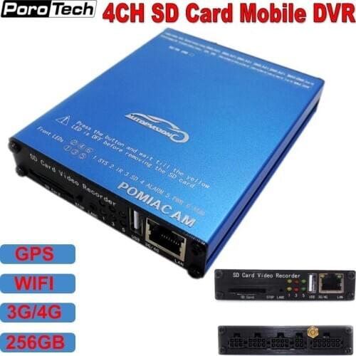 GPS DVR WIFI 4G 256GB 4CH SD Card video recorder 4CH truck car Bus Vehicle Mobile DVR video support 1080P Analog Cameras SDVR104