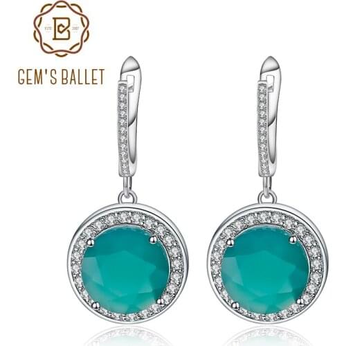 Gems Ballet Natural Green Agate 925 Real sterling silver Round Gemstones Rings Fine Jewelry Accessories For Women Fashion