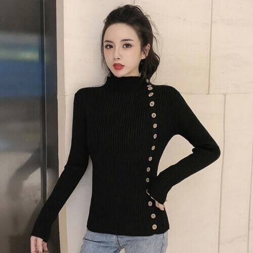 2020 Sweater Women Casual Long Sleeve Half Turtleneck Elegant Slim Fit Solid Pullover Knitted Tops for Women 2020 Fall Winter