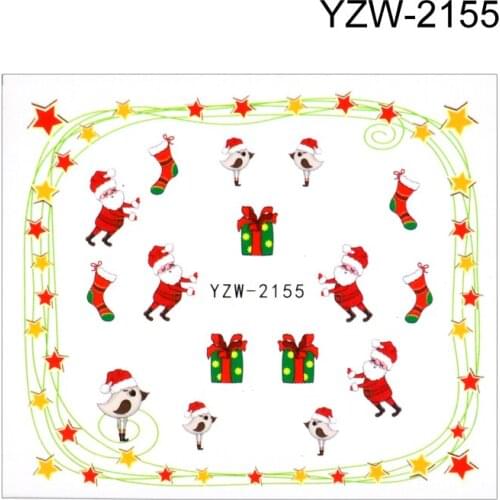 YWK 1pcs Nail Art Water Sticker Decoration Slider Tattoo 2021 New Designs Santa Series Tattoo Decals