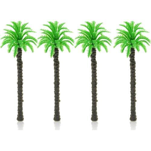 100pcs 9cm Scale Model Palm Trees ABS Plastic Miniature Architecture Palm Trees For Wargame Sandtable Tiny Scenery Making