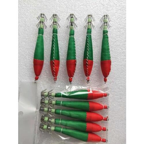 100pcs fishing lure squid jigs ,many colour mixed,glow in dark10cm