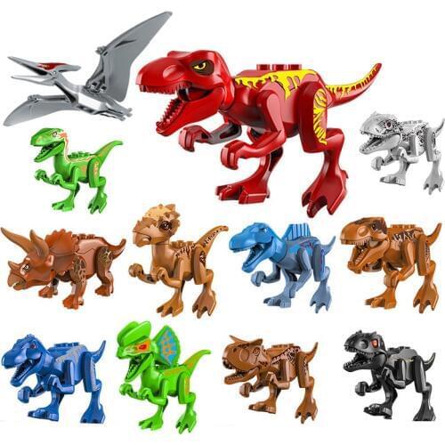 12PCS/Set Assemble Building Blocks Park Dinosaur World Pterosaurs Triceratops Models Toys for Children Birthday Gift