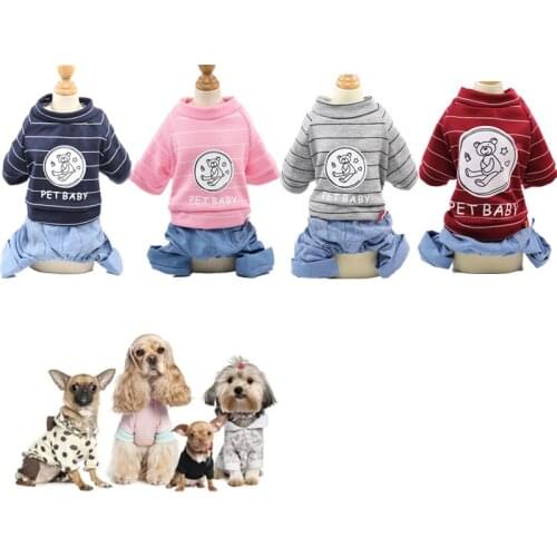 13 Colors Pet Dog Jumpsuits Costumes Puppy Cat Hoodie Jean Coat Four Feet Clothes For Small Medium Dogs Teddy Sweatshirt