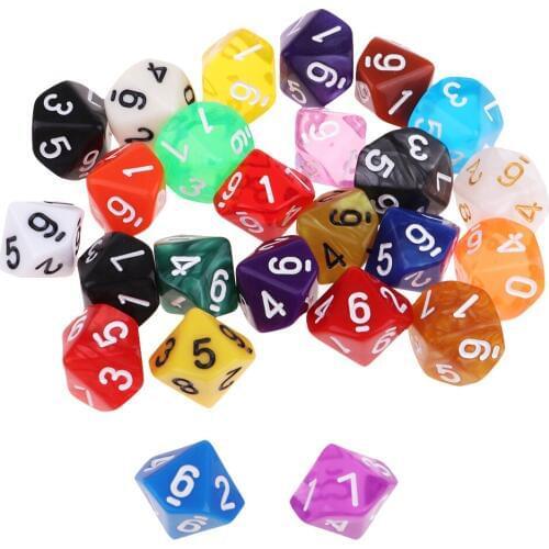 25x 16mm Multisided D10 Dice Digital for TRPG MTG DND Roleplay Accessories Fun Toys