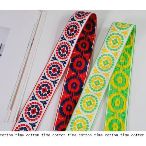 5 Yards Ethnic Jacquard Webbing 4.8cm Retro Ribbon Embroidery style trim accessory for bag/garment/ home deco