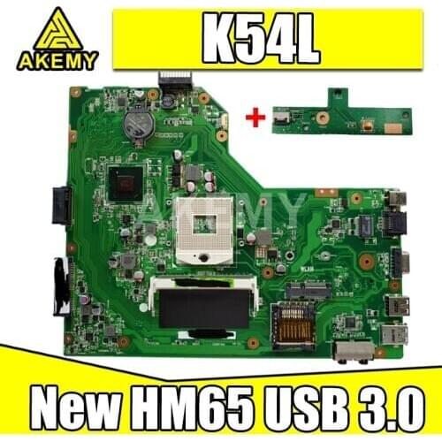 Akemy K54L Laptop motherboard For Asus K54L X54L K54LY X54H K54 Test original mainboard PGA989 HM65 WITH USB 3.0