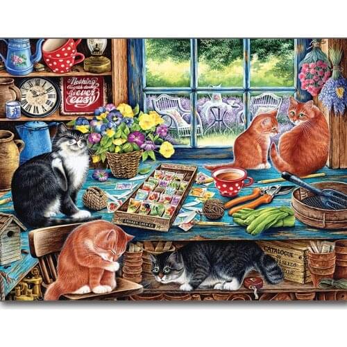 Full Square / Round Drill 5D DIY Diamond Painting"cat in the window sill" embroidery cross stitch mosaic home decoration gift