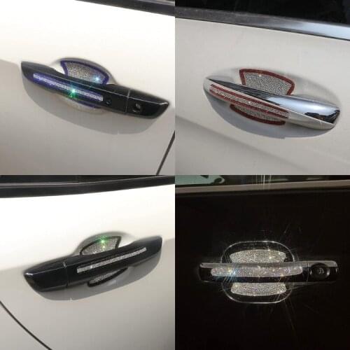 Blingbling Door Handle Stickers for Women Fit for Most Vehicles Auto Accessories Crystal Decor Set Handle Protector