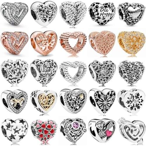Pandora Freehand Opulent Bee Happy Honeycomb Family Tree dragonfly Heart Charm 925 Sterling Silver Beads Fit Bracelet Jewelry