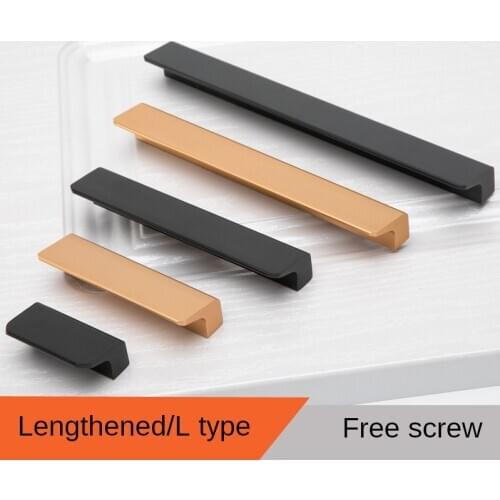 Black/Silver/Champagne Gold Handle Space Aluminum Kitchen Cabinet Door Handle 7 Shape Drawer Furniture Handle Decoration