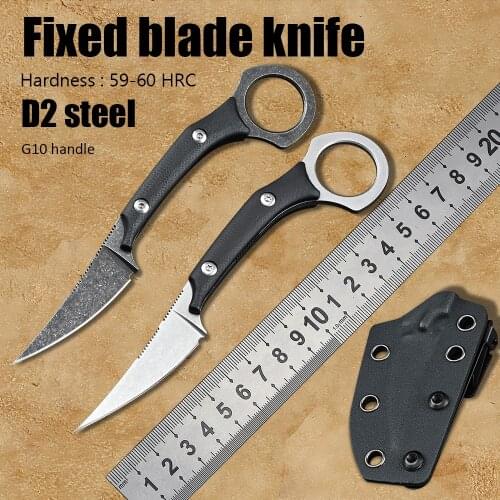 D2 Steel G10 Handle Camping Hunting Survival EDC Tool Fixed Blade Combat Tactical Knife Outdoor Utility Self Defense Weapons