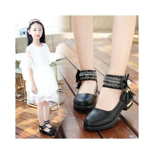 Kids Girls Shoes Sweet Girls High Heel Princess Shoes Children Leather Shoes PU Leather Girls Party Dress Wedding Dance Sneakers