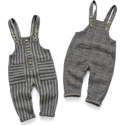 Childrens plaid overalls pants for boys girls baby girl boy big pp pants spring new toddler jumpsuit 12M-4T