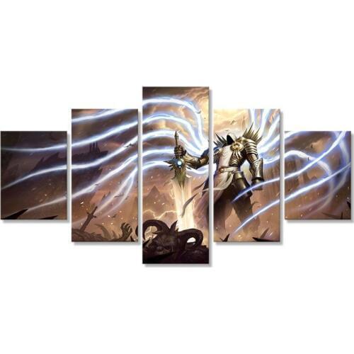 Tyrael Diablo Canvas Paintings Home Decorative Artwork Wall Art 5 Pieces HD Pictures Prints Modular Poster