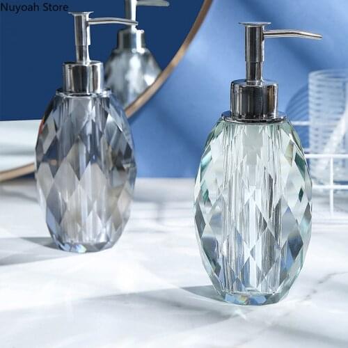 Luxury Bathroom Decoration Crystal Lotion Bottle Ornaments Stainless Steel Pump Head Shower Bottle Hand Sanitizer Bottle