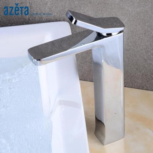 Chrome/Black Tall Basin Mixer Tap Bathroom Brass Single Lever Washbasin Cold and Hot Water Basin Faucet AT6686H