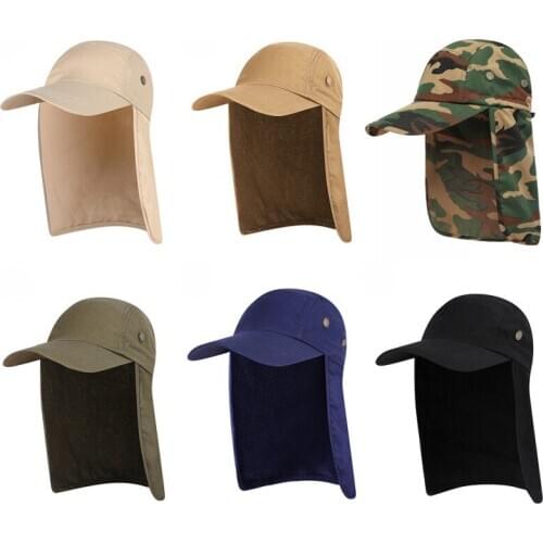 Fishing Cap Hiking Climbing Cap with Ear Neck Flap Cover Adjustable Breathable Waterproof Sunshade Folding Mesh Sports Hat