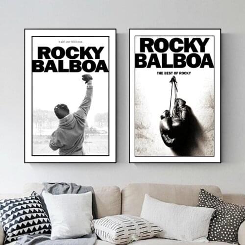 Classic Boxing Motivational Film Rocky Movie Posters And Prints Boxing King Inspiring Wall Art Canvas Painting For Living Room