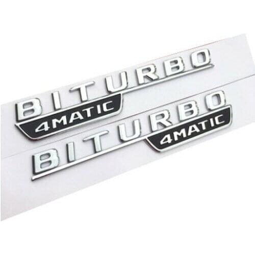 For 2PCS LOGO EMBLEMA 3D BITURBO 4MATIC LATERALE INTERNO ADESIVO STEMMA TURBO