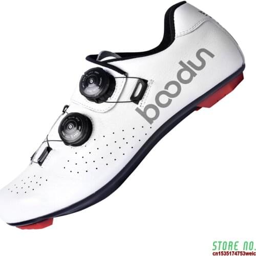 2021 New Road Cycling Shoes Leather Ultralight Breathable Bicycle Self-Locking Shoes Professional Men Road Bike Racing Sneakers