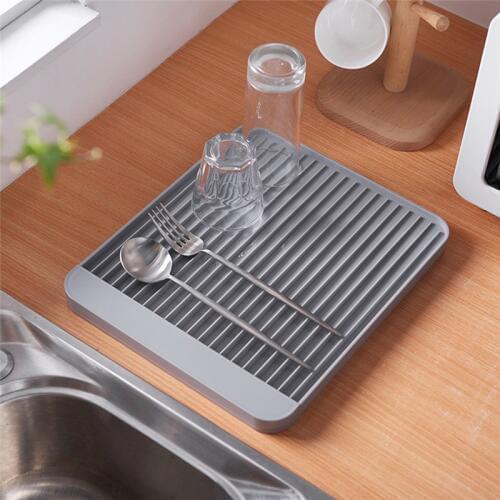 Kitchen Organizer and Storage Diatom Mud Draining Board Mat Dish Drainer Concave and Convex Design Drying Rack Panel Drain Tray