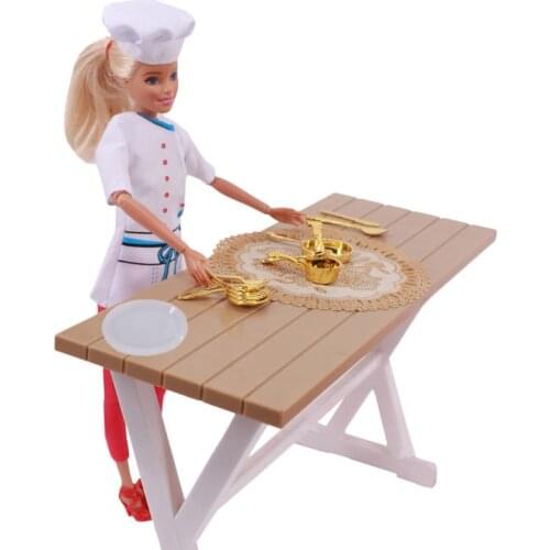 Doll House Tableware For Dolls Doll Clothes Chef Uniform & Kitchen Utensils Plate Food For Babies Dolls Girls Toy Gifts