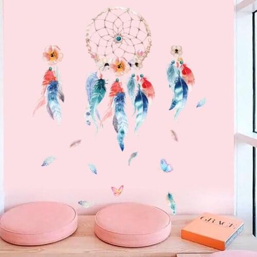 Dreamcatcher Wall Stickers for Kids room Bedroo Wall Decor Feather Vinyl Wall Decals Home Decorative Wallpapers Posters Murals