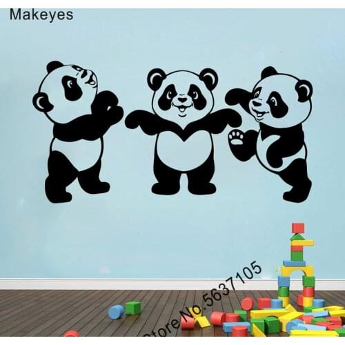 Makeyes Panda Babies Wall Stickers Animals Funny Cute Wall Decal Pandas Decoration Wallpaper Vinyl Kids Children Room Decor Q743
