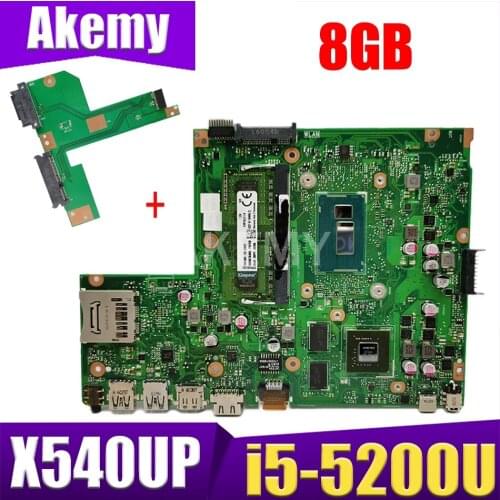 Akemy laptop Motherboard X540UP X540U A540U R504U Mainboard W/ i5-5200U 8GB RAM DDR3 GT920M GPU Free HDD board
