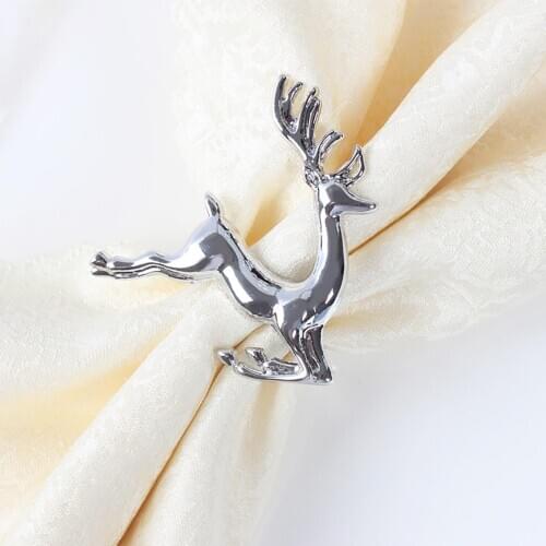 Metal Christmas Deer Circle Wedding Party Decor Napkin Ring Hotel Towel Buckle