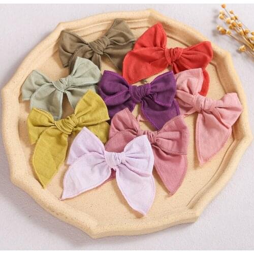 36pc/lot Cute 4inch Curled Edge Knotbow Headband Baby Girls Solid Hair Bow Hair Clips Nylon Headbands Newborn Elastic Hairband