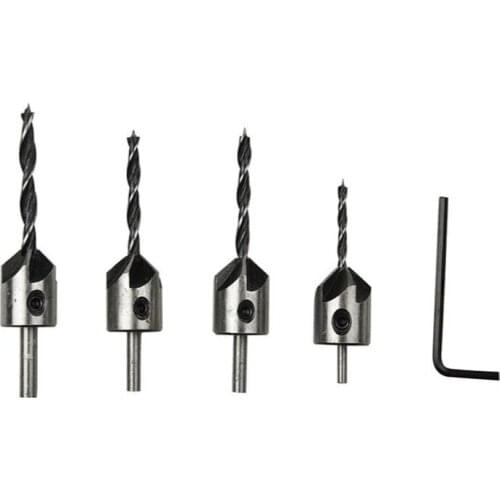 3mm 4mm 5mm 6mm HSS Countersink Drill Bit Set Reamer Woodworking Chamfer Drill Counterbore Pliot Hole Cutter Screw Hole Drill