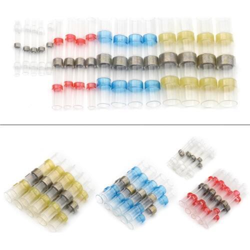 50PCS Waterproof Soldering Sleeve Seal Insulated Butt Wire Connectors Heat Shrink Solde Terminals Set