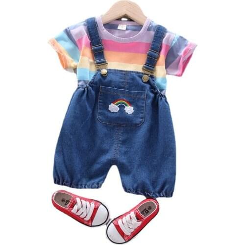 New Summer Baby Girl Clothes Fashion Children Boys Cute Casual T-Shirt Overalls 2Pcs/Sets Toddler Sport Costume Kids Tracksuits