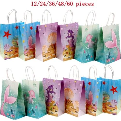 Ocean Shark Animal Party Gift Box Baby Shower Kraft Paper Bag Kids Birthday Decor Party Candy Cookies Gift Packaging Handle Bag