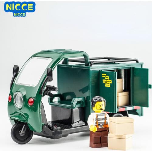 Nicce Simulation 1:32 Alloy Post Express Tricycle With Sound And Light Pull Back Childrens Toy Car Model Gifts For Kids