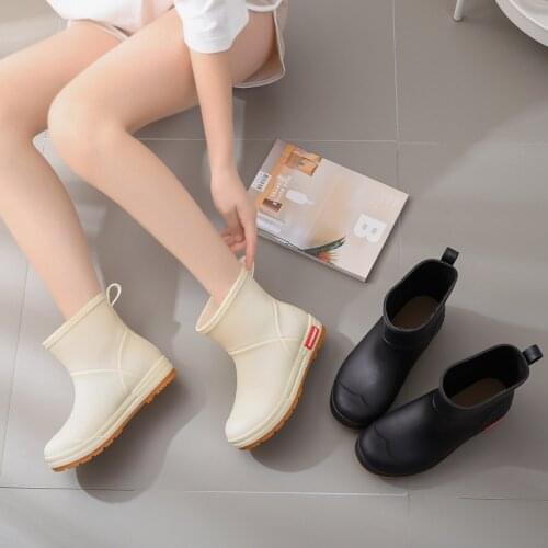 Rain Rubber Boots For Women Korean Version Waterproof Rainboots Solid Color Female Galoshes Short Shoes Rubber Boots 36-42