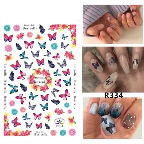 Self-adhesive 3D Stickers for Nails Color Flower Butterfly Nail Art Decorations Small Size Fashion Stickers Women Girl Nail Foil