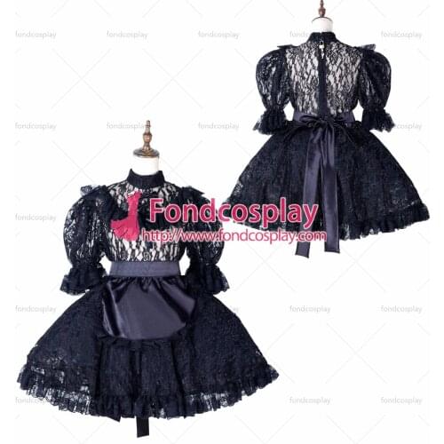 Sissy maid satin dress lockable Uniform cosplay costume Tailor-made[G2163]