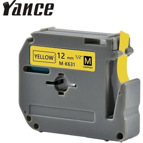 Yance Compatible brother printer M-K631 MK631 MK 631 MK-631 black on yellow 12mm label tape for label maker machine PT-80 PT-70