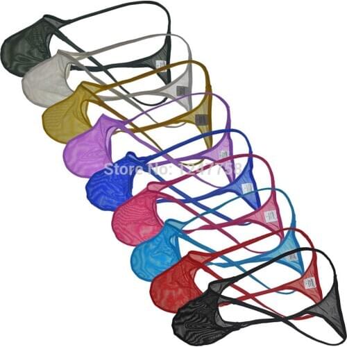 Mens Thong Mesh Mini Pants Underwear Bikinis Bulge Pouch G-string T-Back Tanga Hombre Jockstrap Men Lingerie