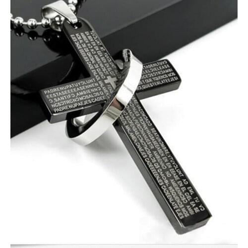 Vintage Slver Stainless Steel Cross Necklace Pendants Charm Collar Choker Necklace For Jewelry Christian Accessories DIY Gifts