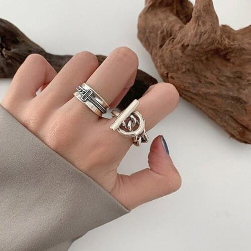 Vintage Twist Woven Ring Hip-Hop Punk Rock Rings for Women Geometric Index Finger Ring Personality Jewelry Accessories Gifts
