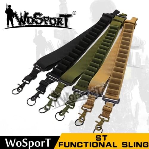 WOSPORT Tactical Airsoft Military Gun Weapon Sling Adjustable Nylon ST bullet clip for hunting paintball shooting gun game
